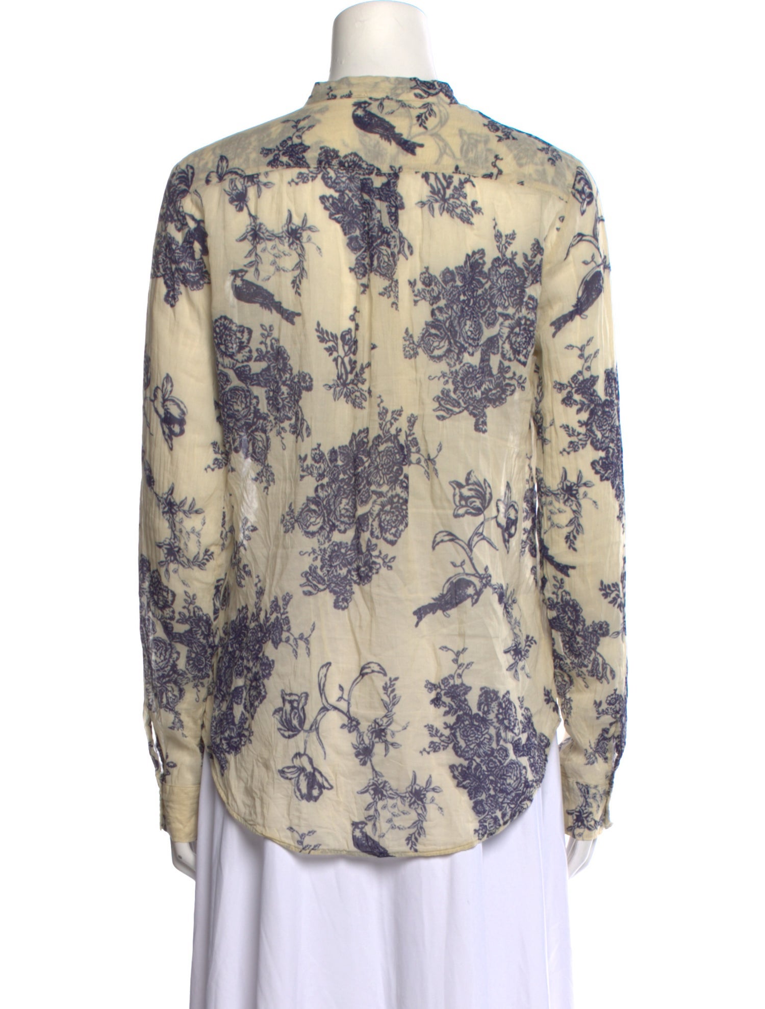 Giada Forte Floral Print Mock Neck Button-Up Top